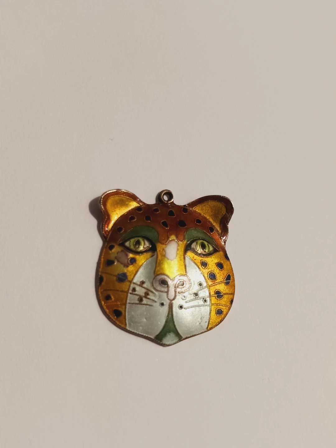 Sterling Silver 925 Enamel Leopard Face Pendant