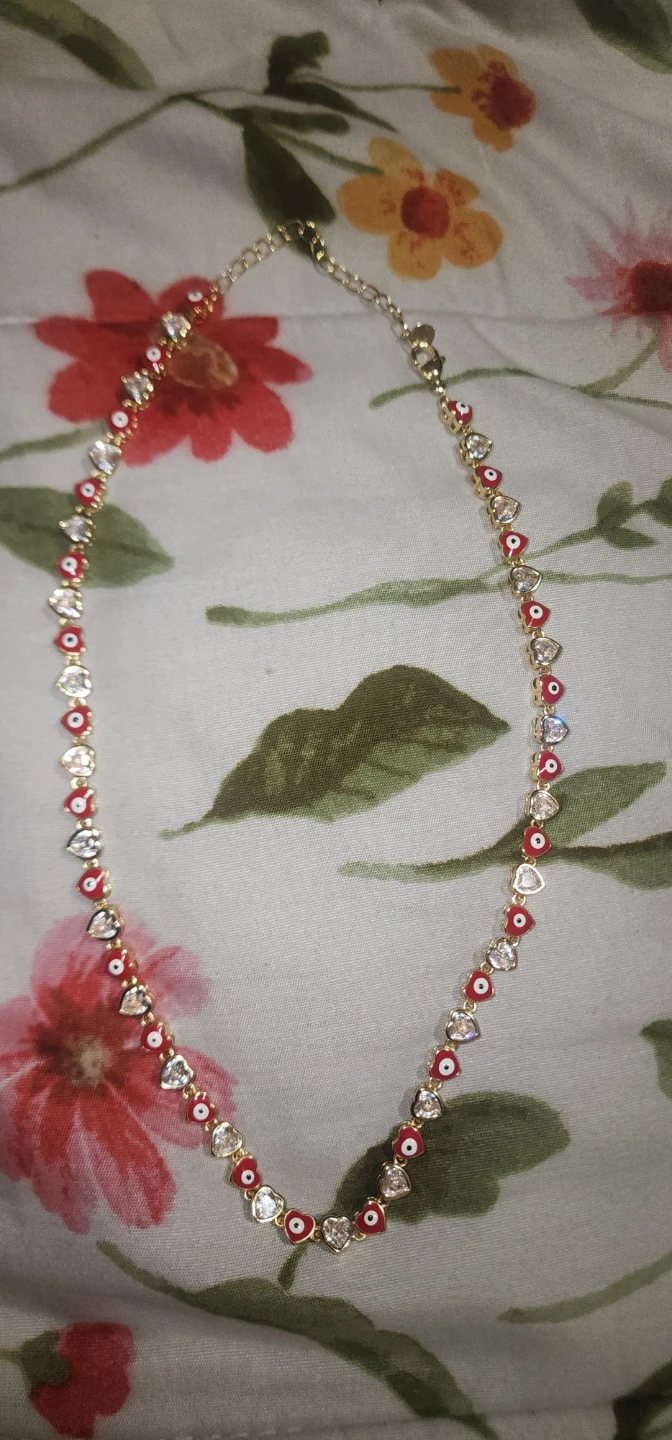 Gold platted Evil Eye Necklace with Rhinestones