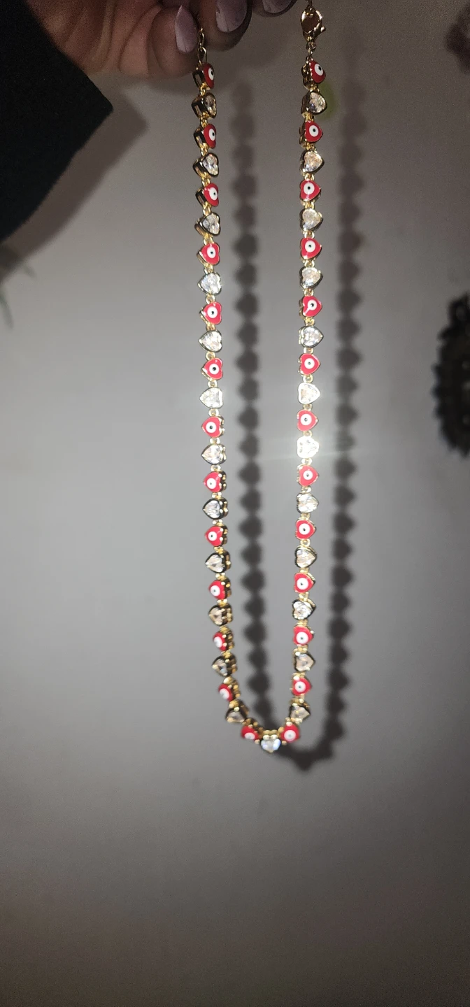 Gold platted Evil Eye Necklace with Rhinestones - photo 2