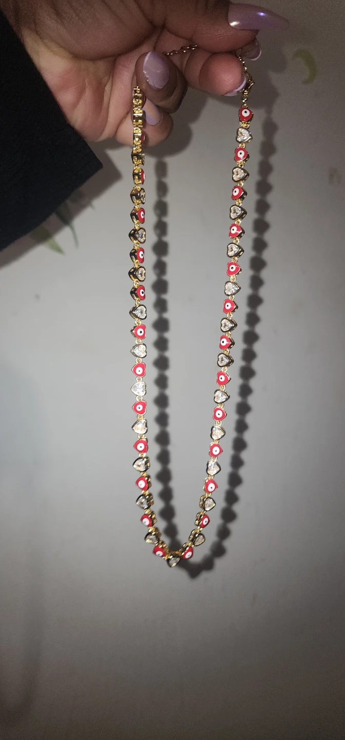 Gold platted Evil Eye Necklace with Rhinestones - photo 4