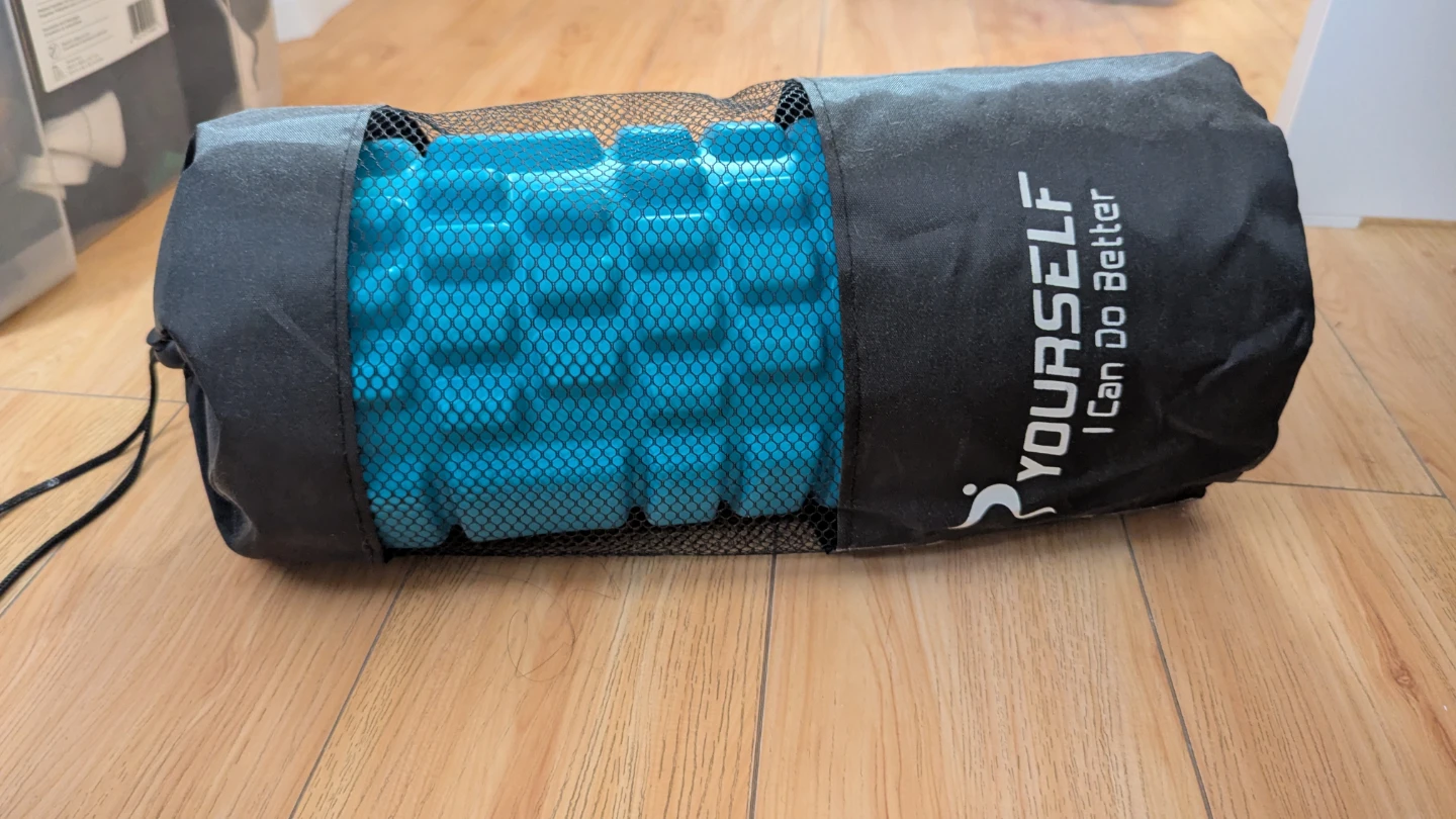 YOURSELF Textured Foam Roller with Bag and purple yoga mat