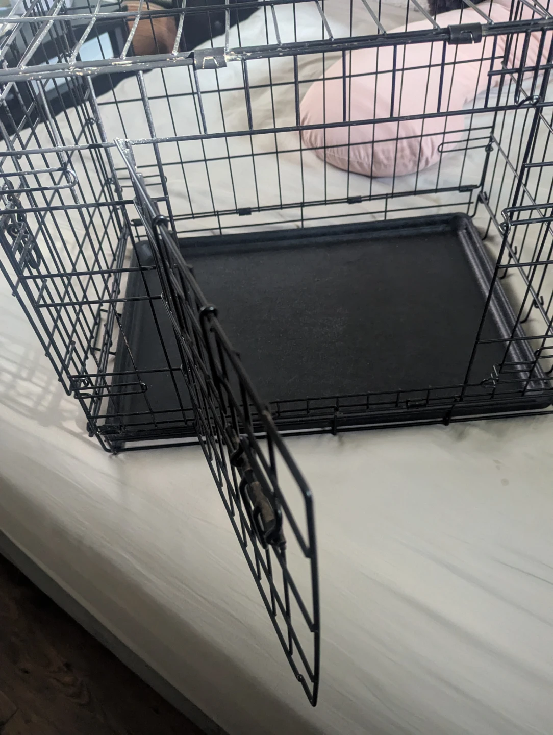 Black Metal Dog Crate with Tray - photo 2