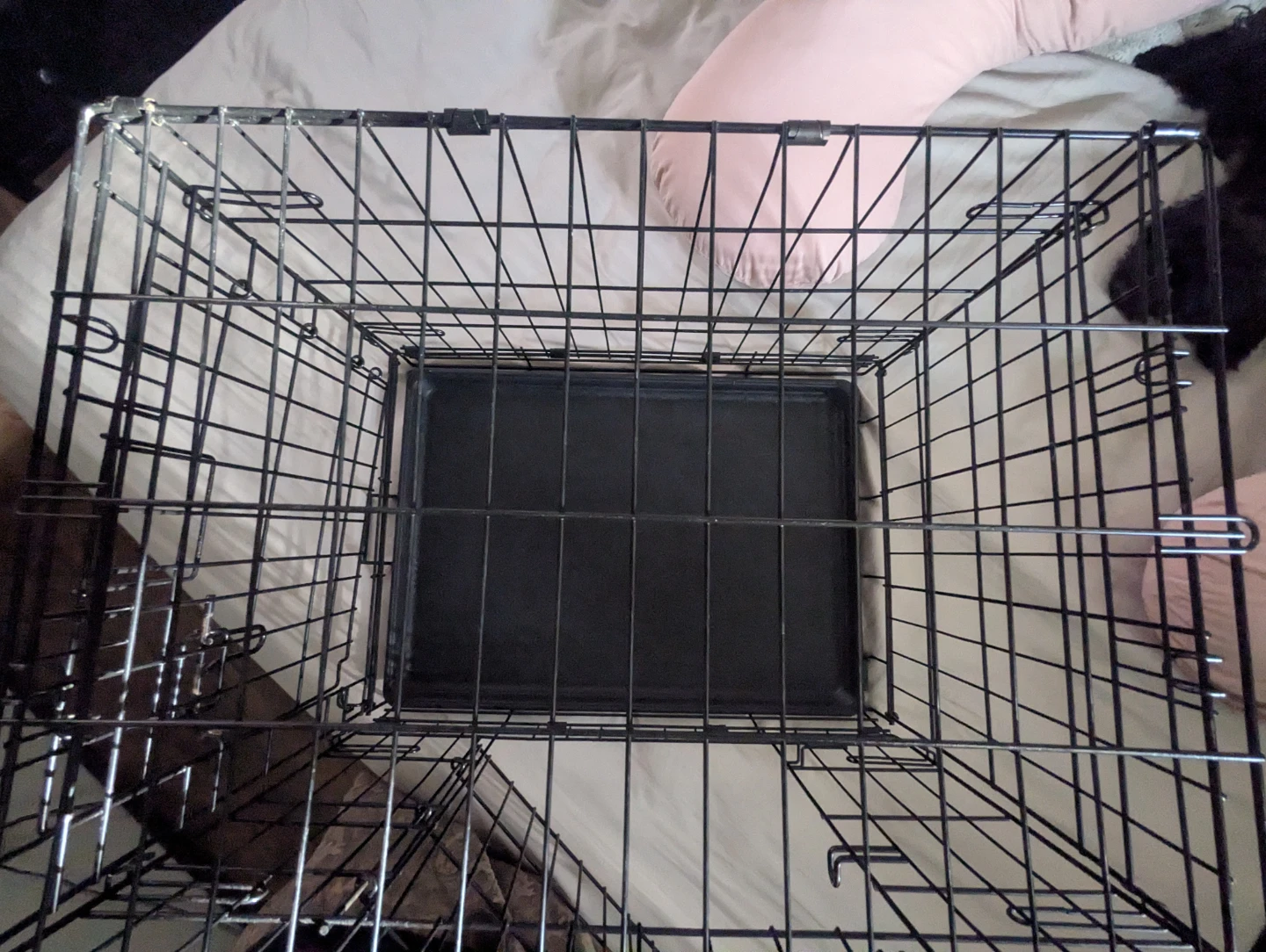 Black Metal Dog Crate with Tray - photo 3