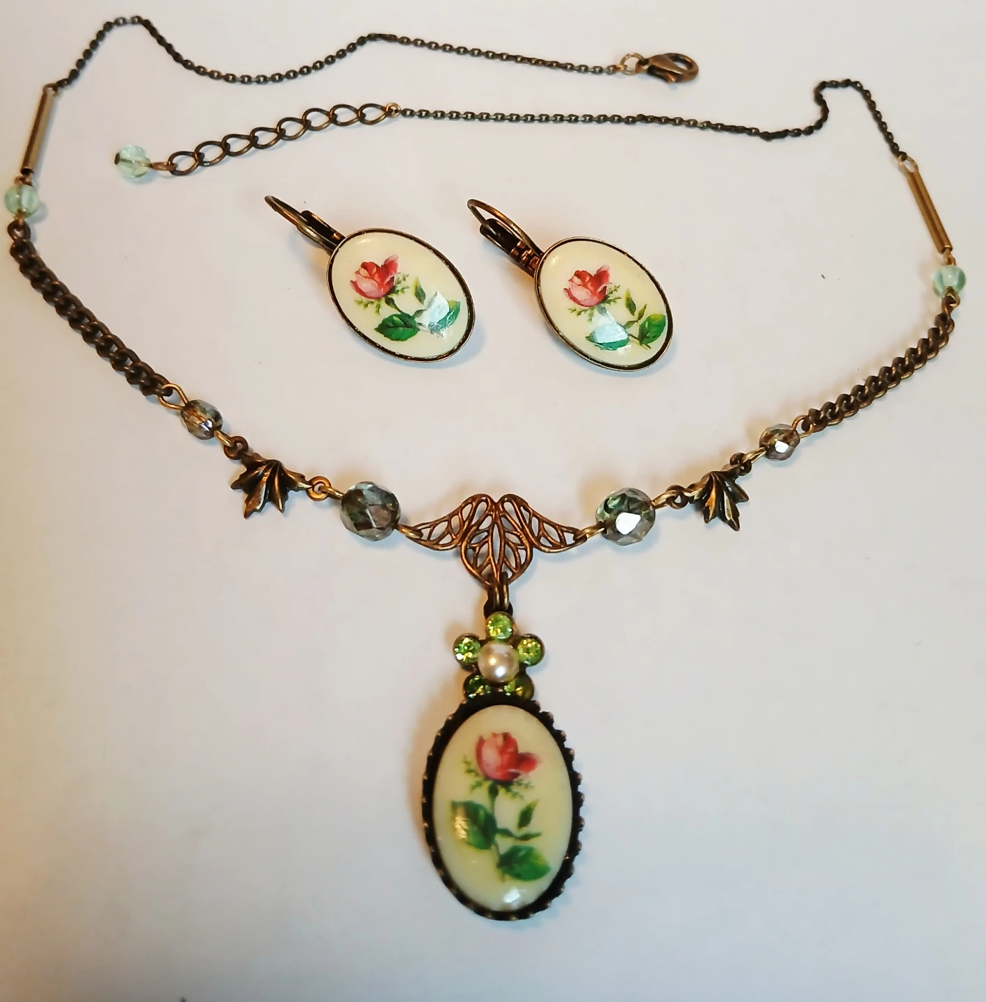 Rose Pendant Necklace and Matching Earrings Set - photo 3