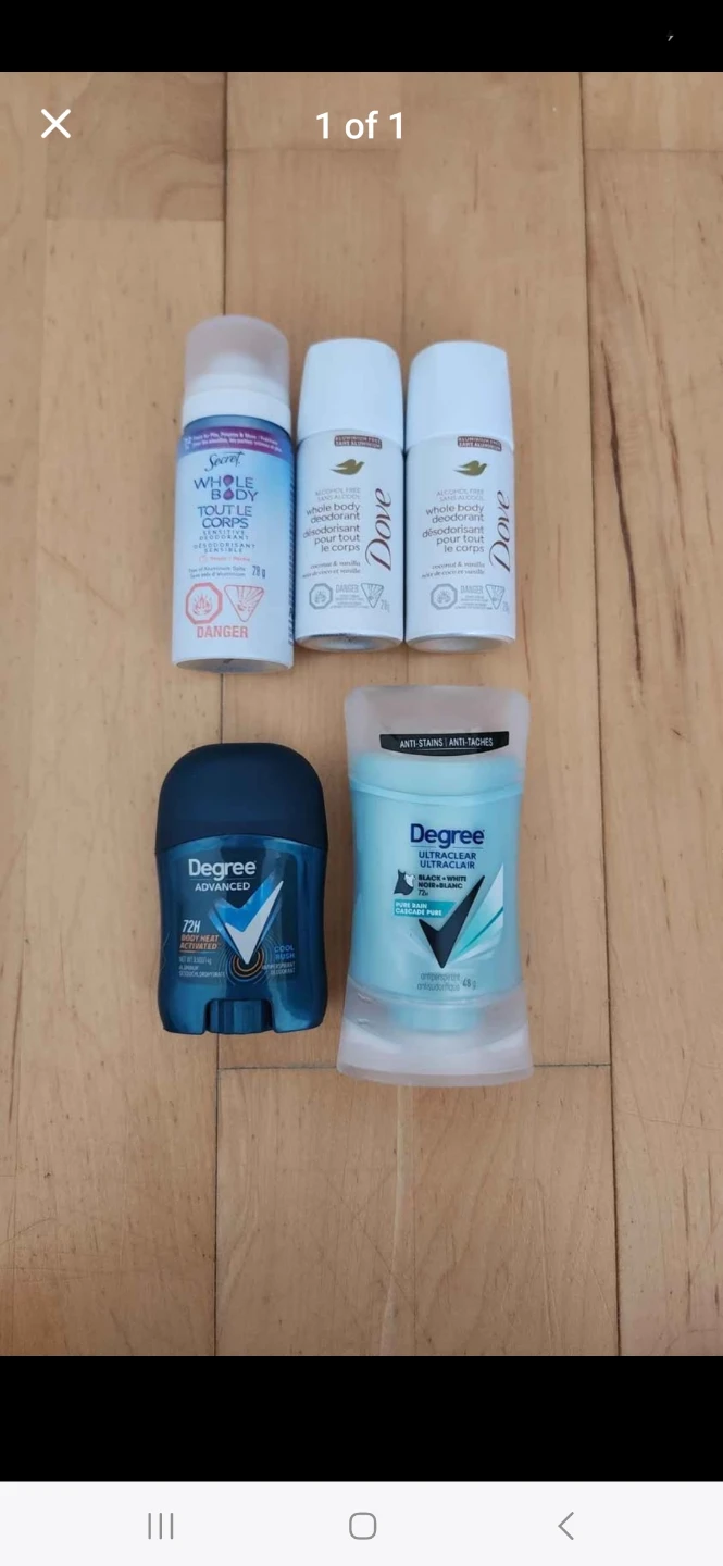 Secret Peach, Dove Coconut&Vanilla, Degree Ultraclear Deodorants