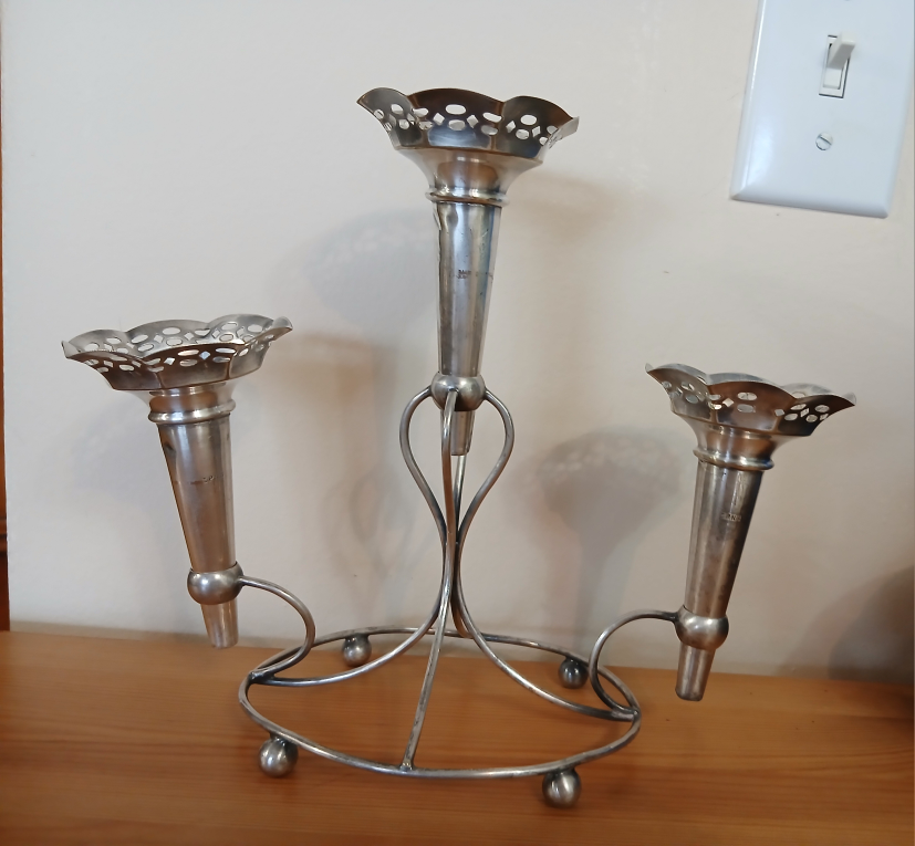 Silver 3-Arm Bud Vase/Candle Holder