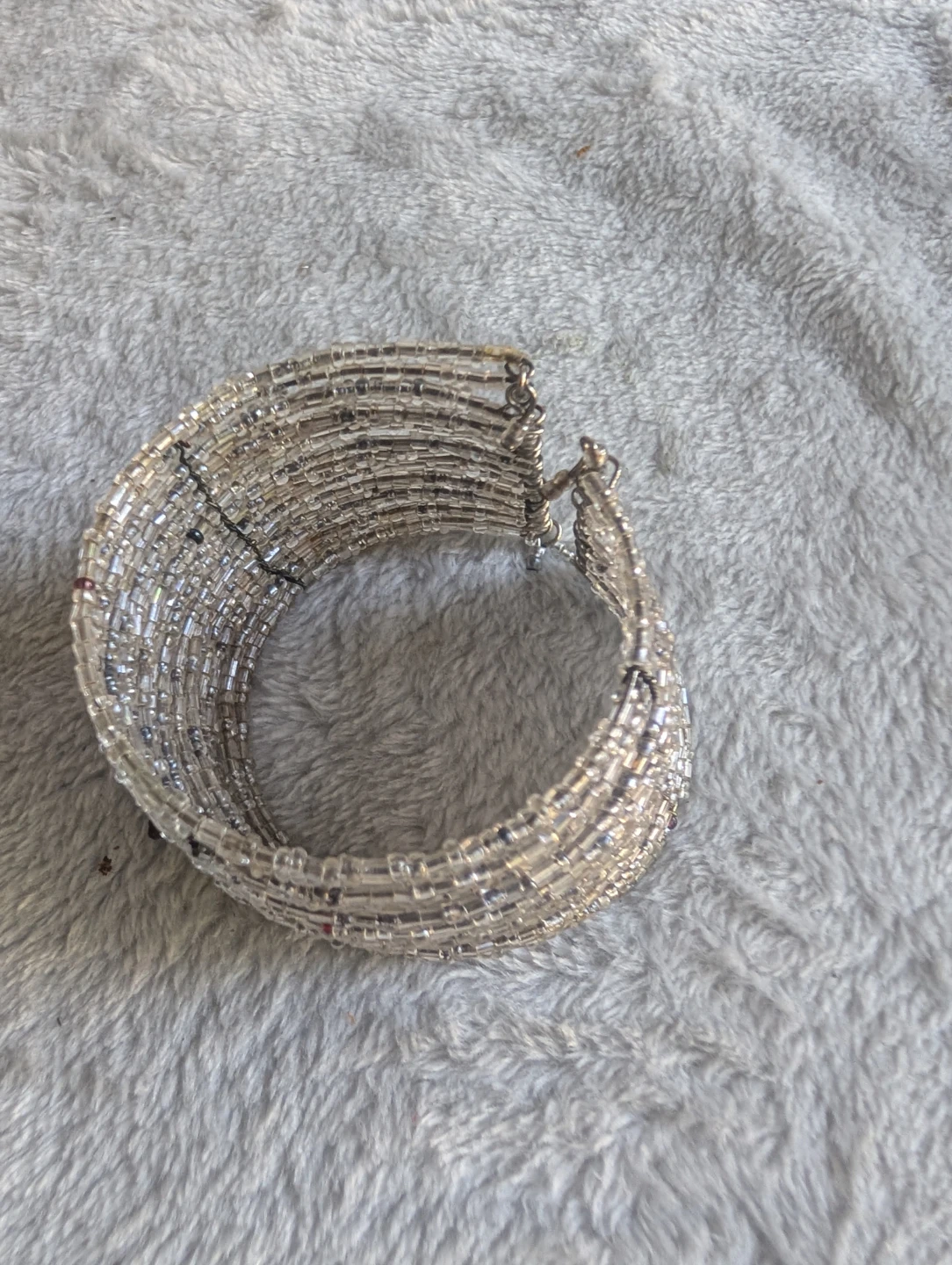 ⚽Silver Beaded Cuff Bracelet - photo 2