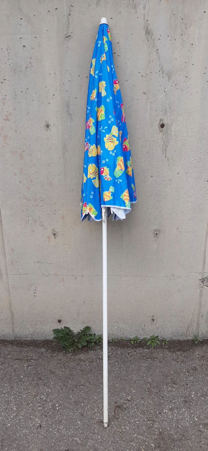 Cool Kids Blue Beach Umbrella with Fish Pattern - photo 2