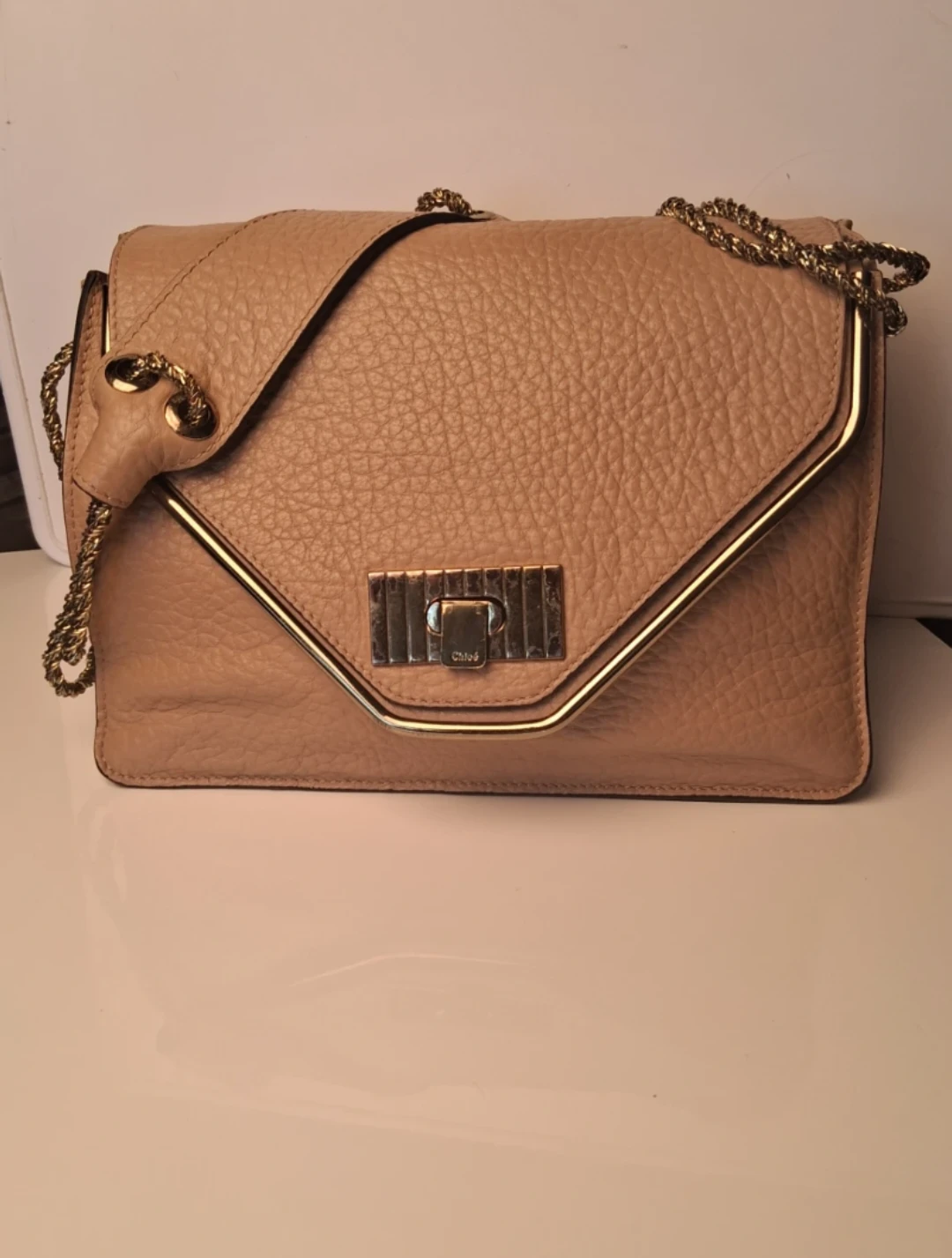 Chloé Leather Sally Bag in beige/tan