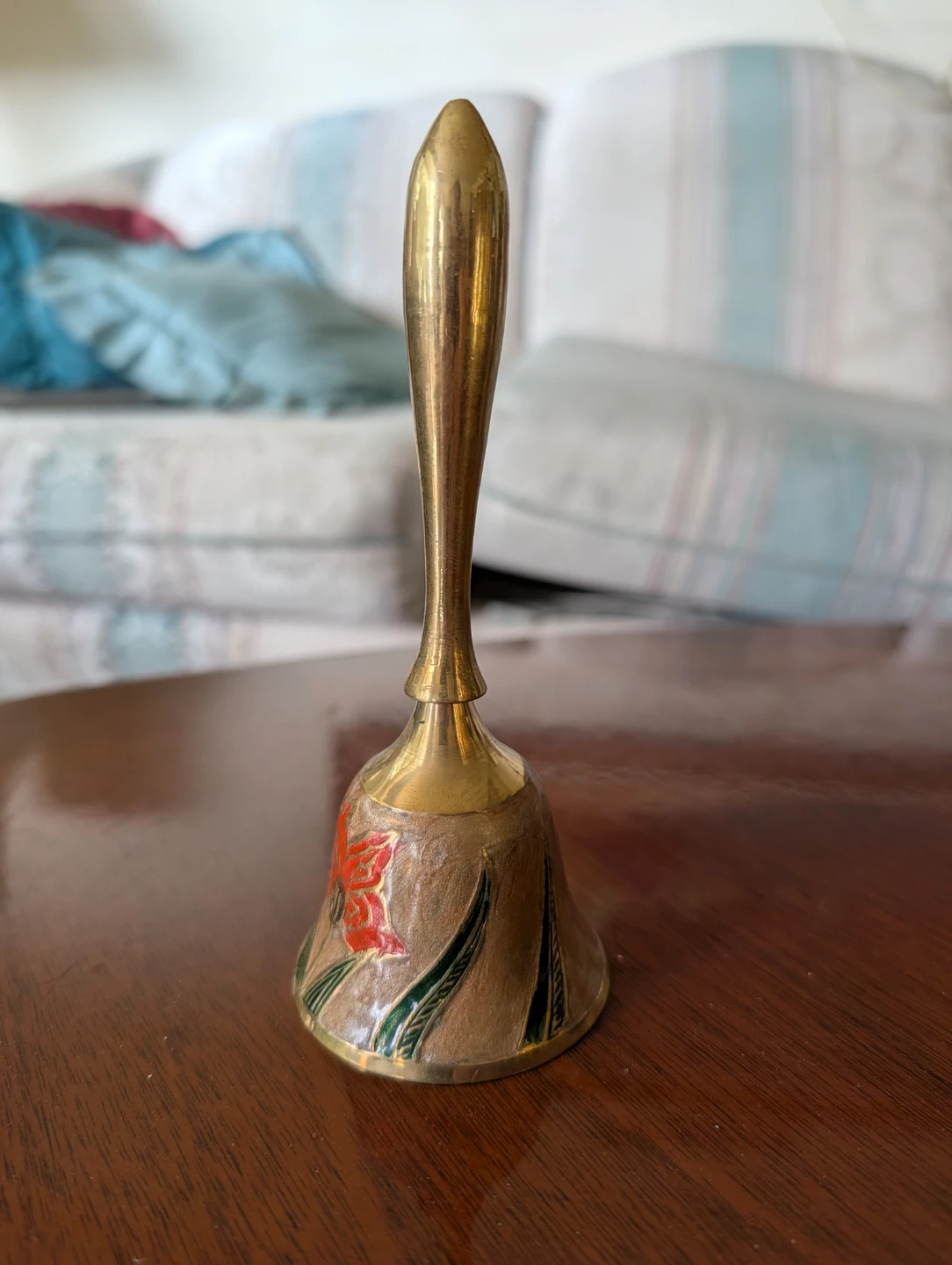 Brass Hand Bell with Floral Design