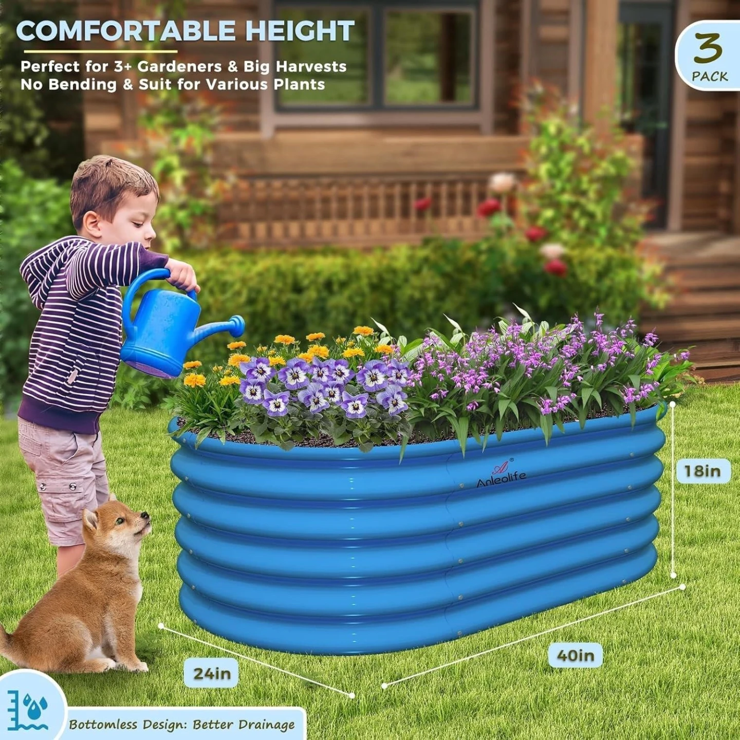 Anleolife Raised Garden Bed - Blue - photo 2