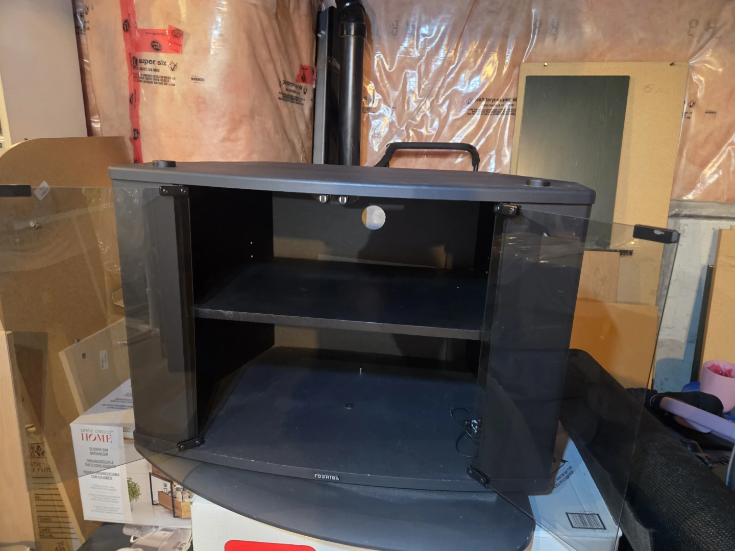 Toshiba TV Stand with Swivel Base & Glass Doors