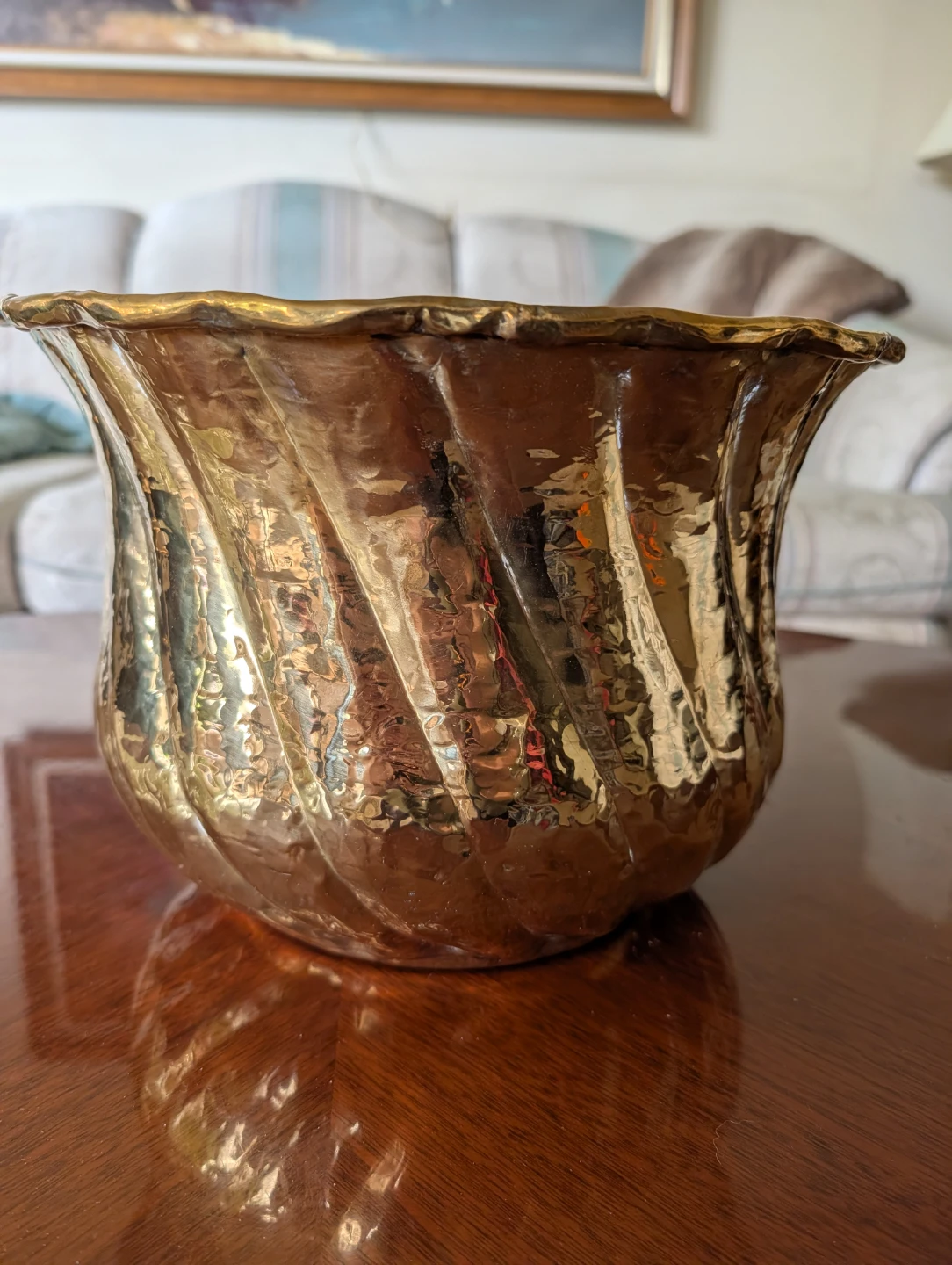 Hammered Brass Planter Pot