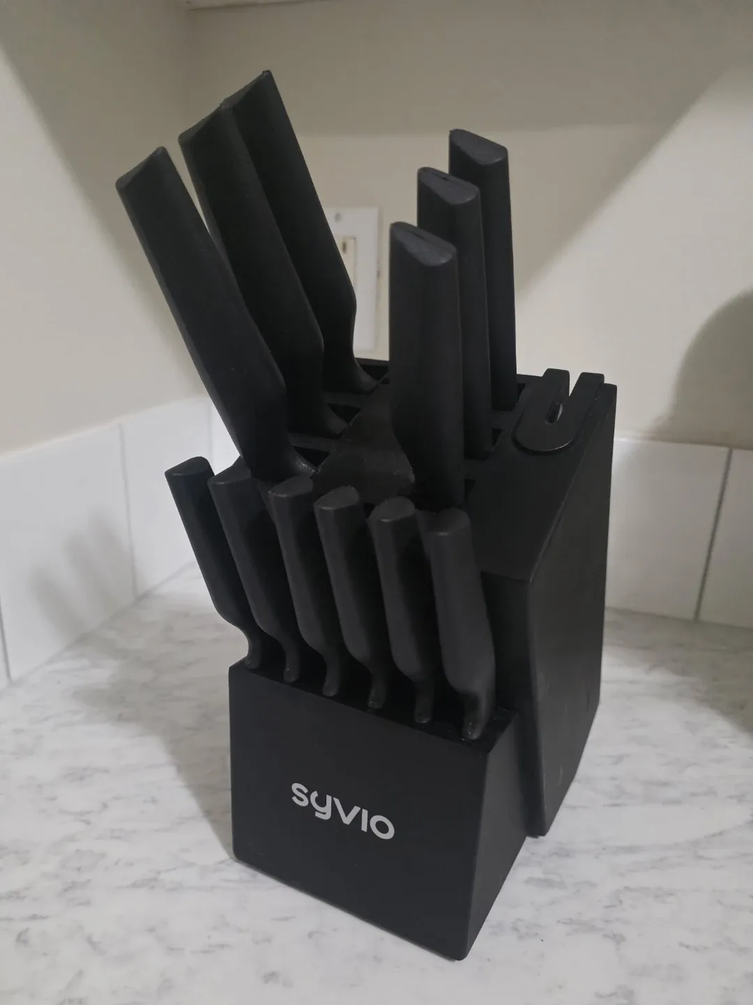Syvio 14-Piece Kitchen Knife Set with Block - photo 2