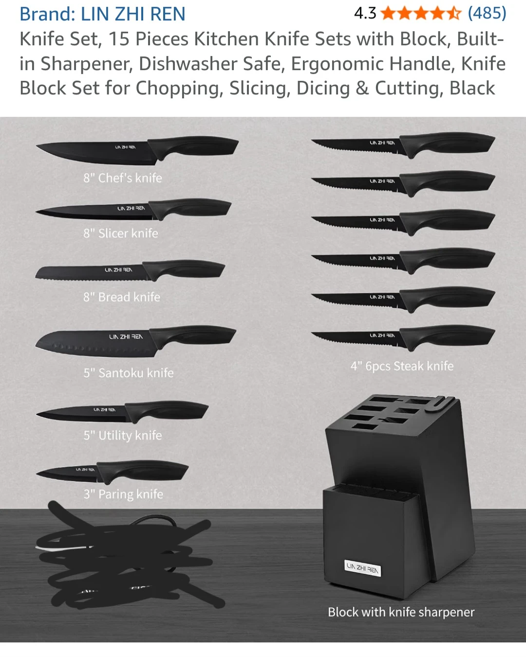 Syvio 14-Piece Kitchen Knife Set with Block - photo 3