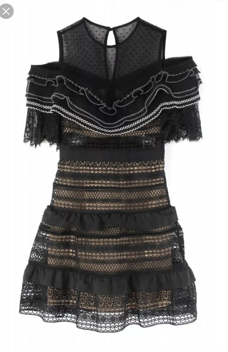 Black Lace Ruffle Dress size 1 - photo 2