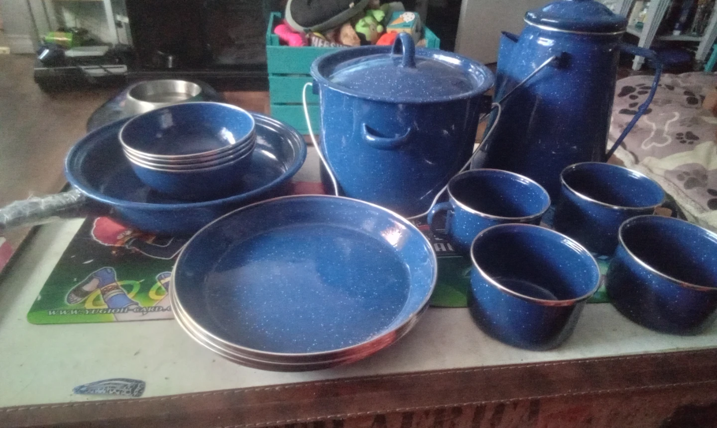 Blue Speckled Enamel Camp Cookware Set - photo 2