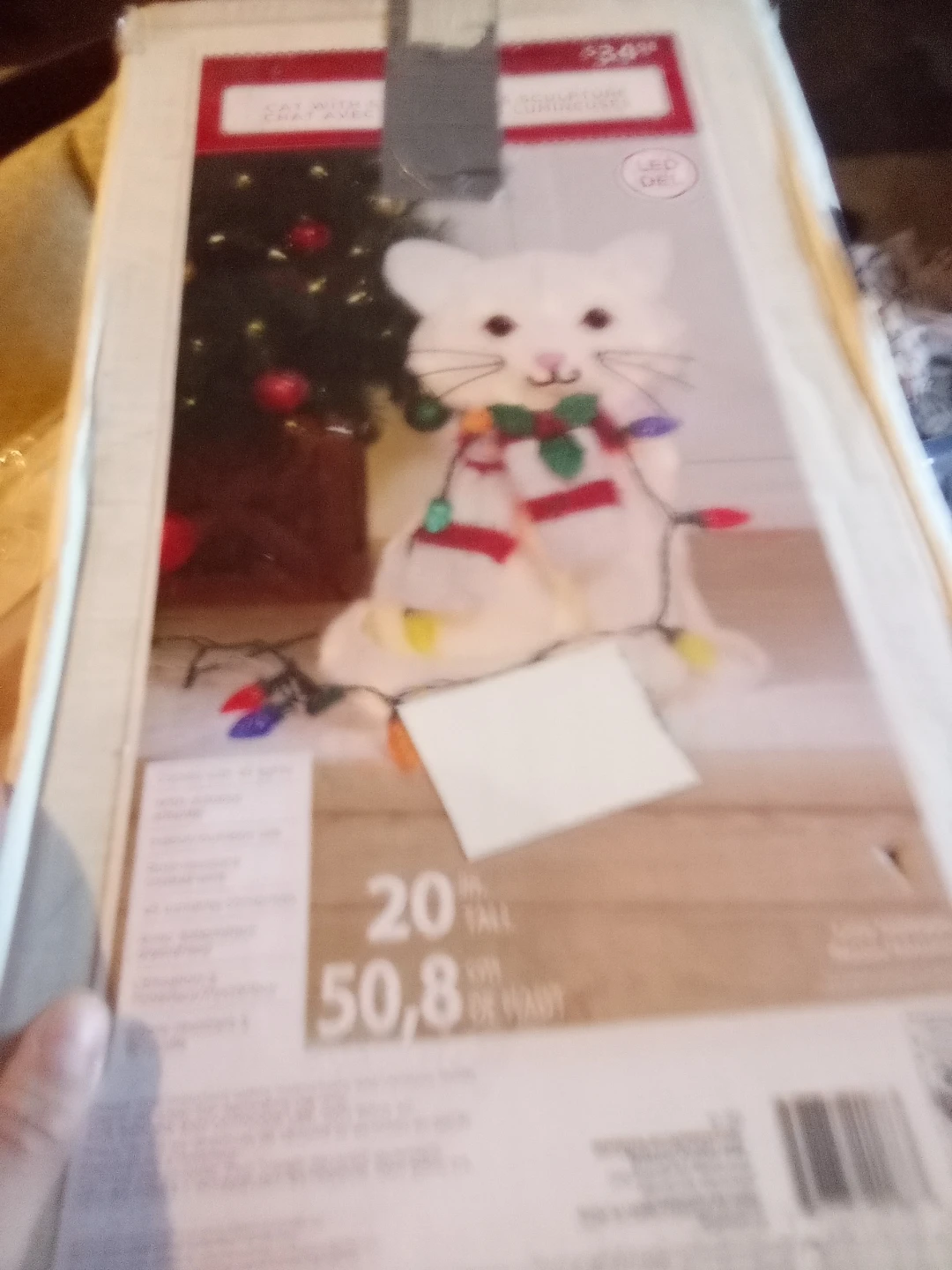 White Cat Christmas Lights Sculpture