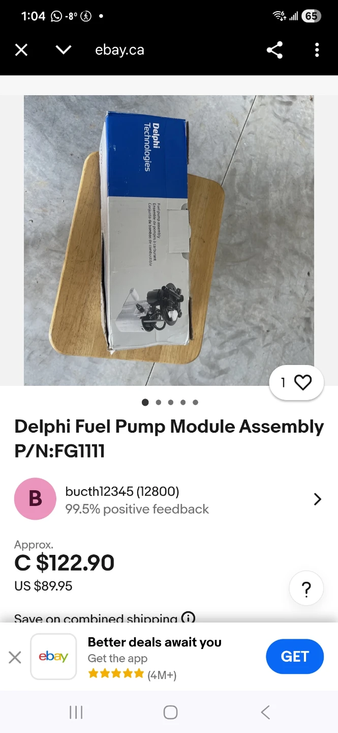 Delphi Fuel Pump Module Assembly P/N: FG0089-11B1