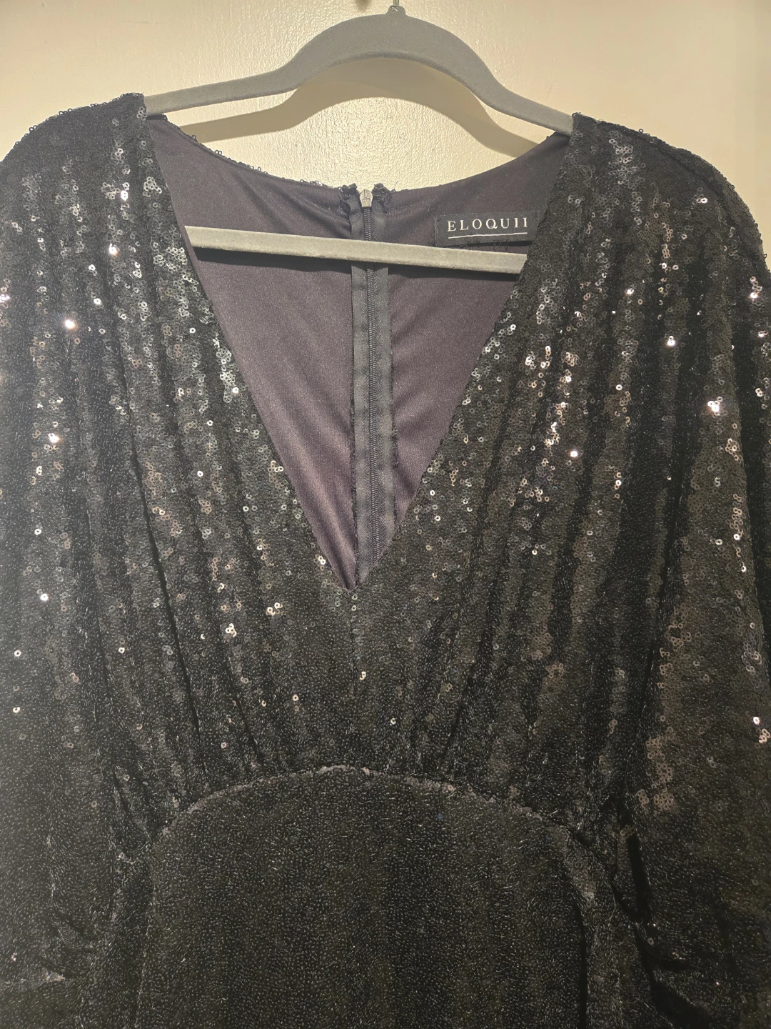ELOQUII Black Sequin V-Neck Dress - photo 2
