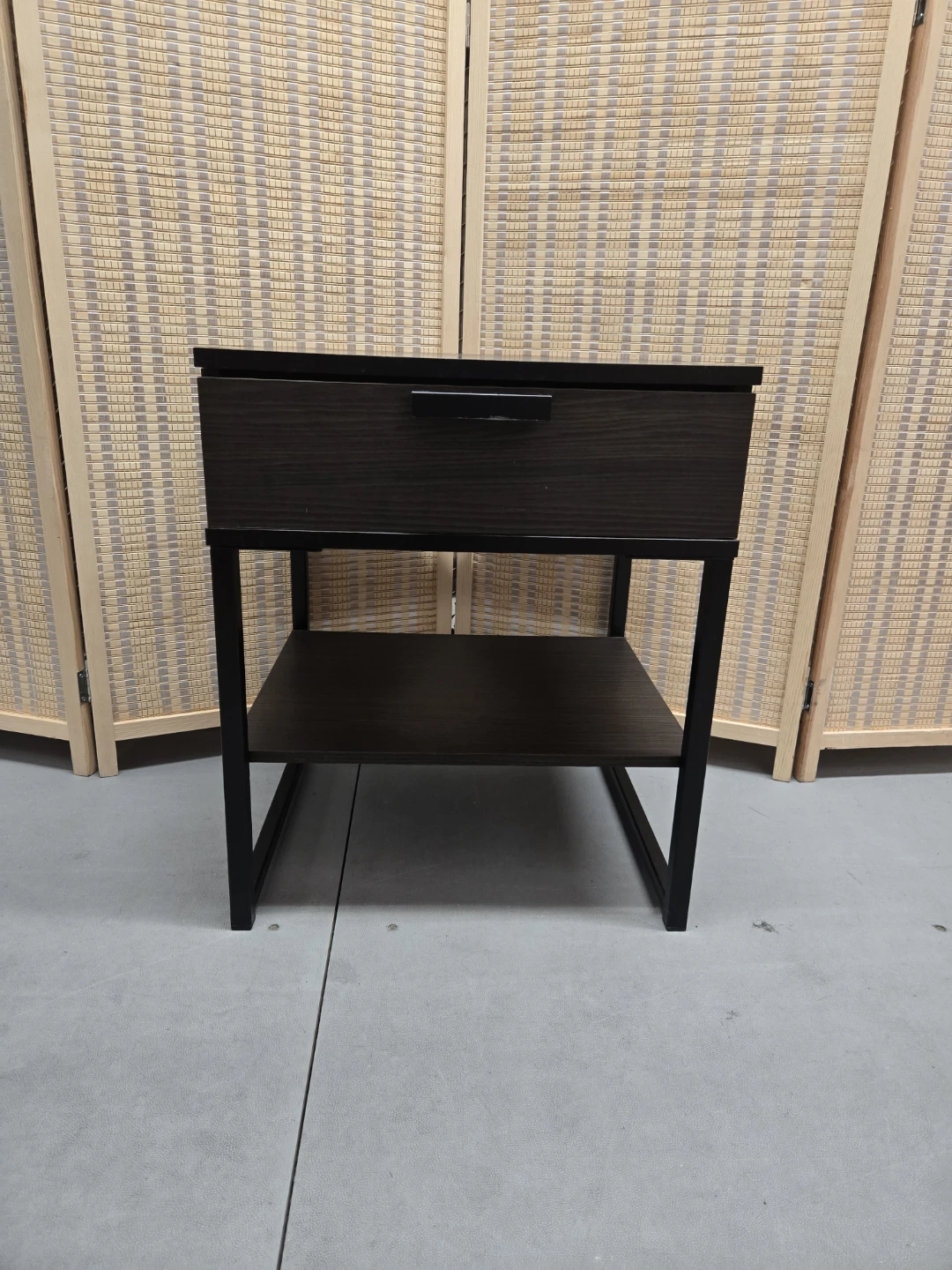 IKEA TRYSIL Nightstand Bedside Table - Dark Brown & Black Metal