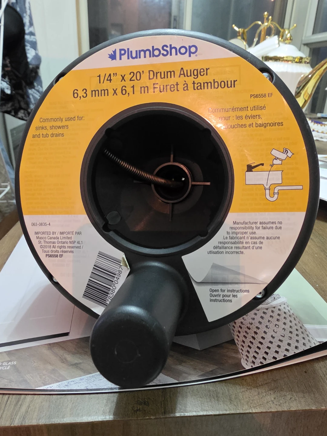 PlumbShop 1/4" x 20' Drum Auger