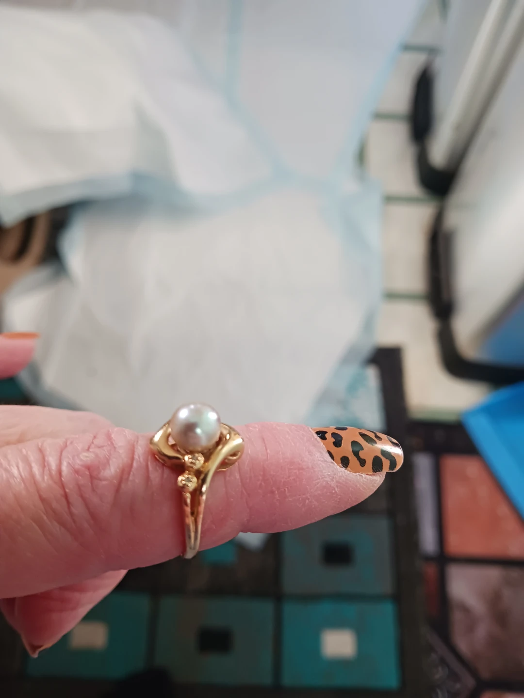 Vintage 1982 14K Gold Hawaiian Blue Pearl Ring - photo 2