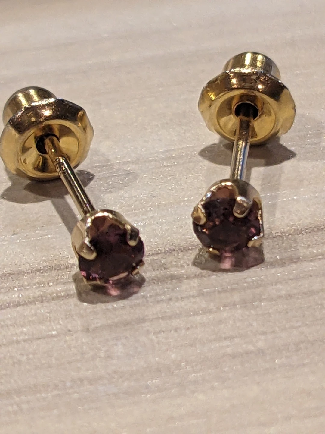 14K Yellow Gold Amethyst Stud Earrings - photo 4