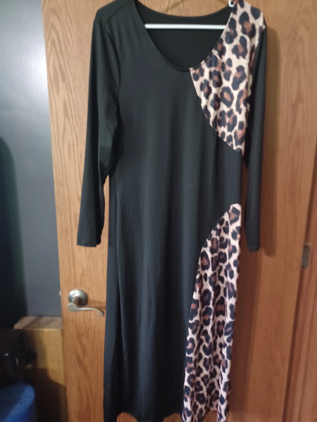 Black Dress with Leopard Print Accents - photo 2