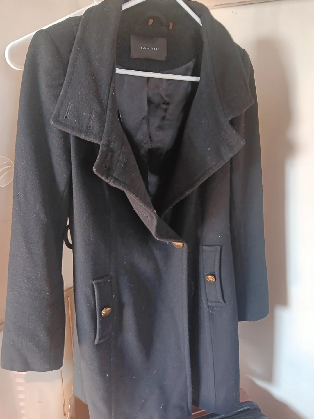 Tahari Black Wool Blend Coat