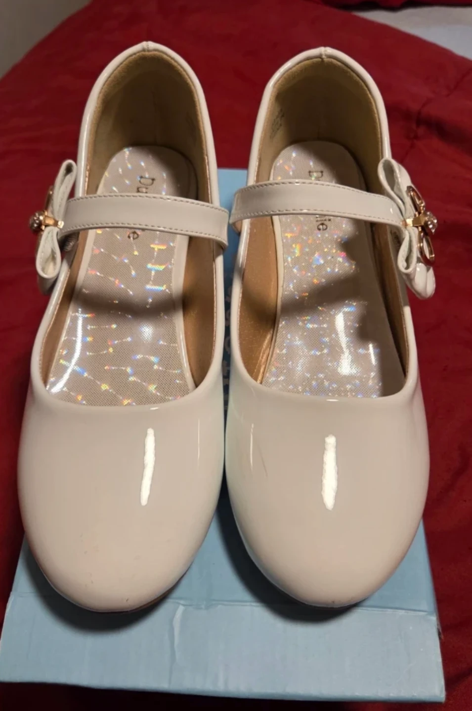 Dufannie, White patent Mary Jane shoes with bow accent - photo 2