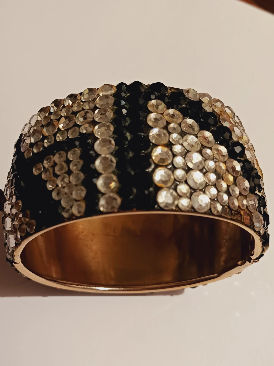 Sparkly Black and Clear Rhinestone Bangle Bracelet