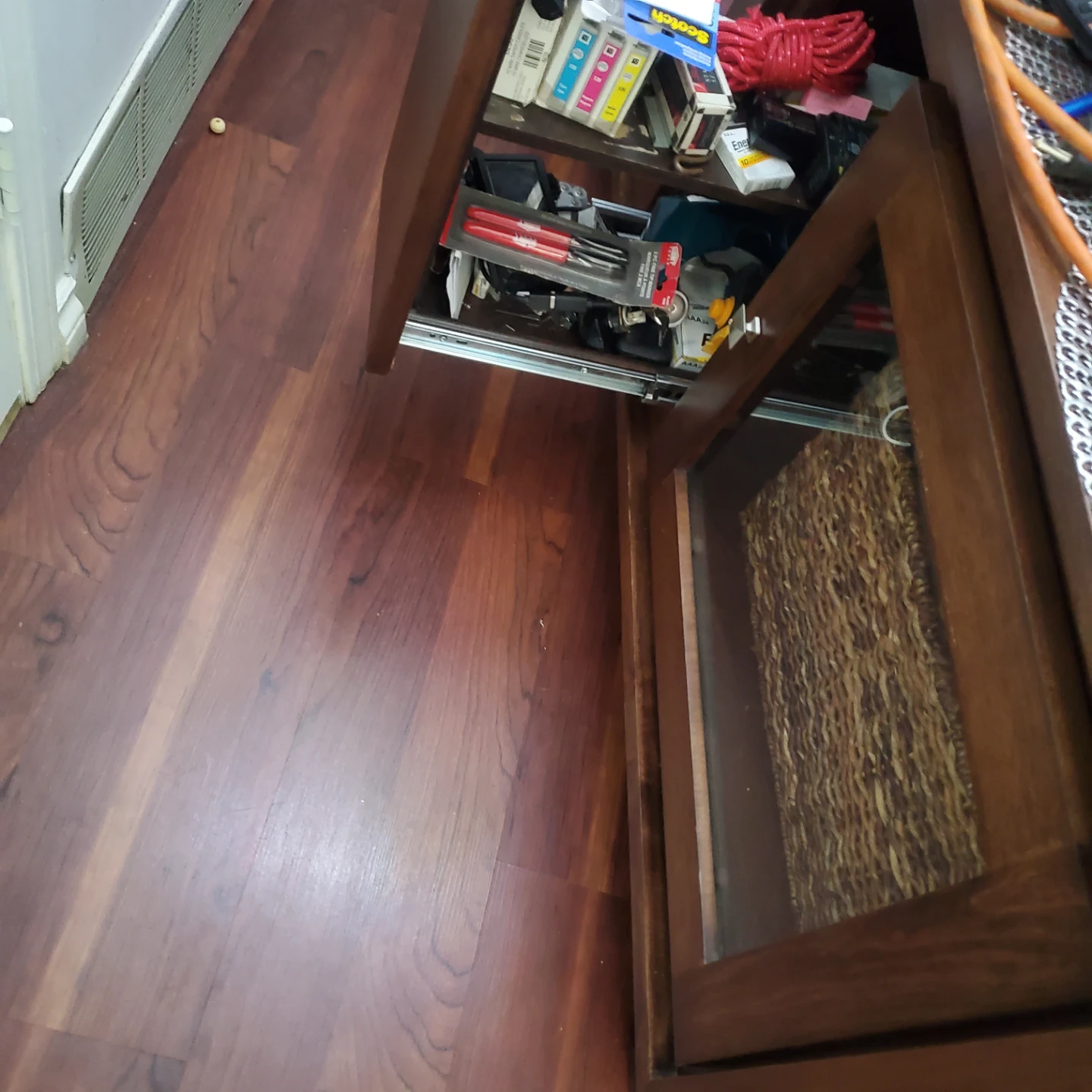 Tv stand Dark Cabinet with Glass Doors - photo 3