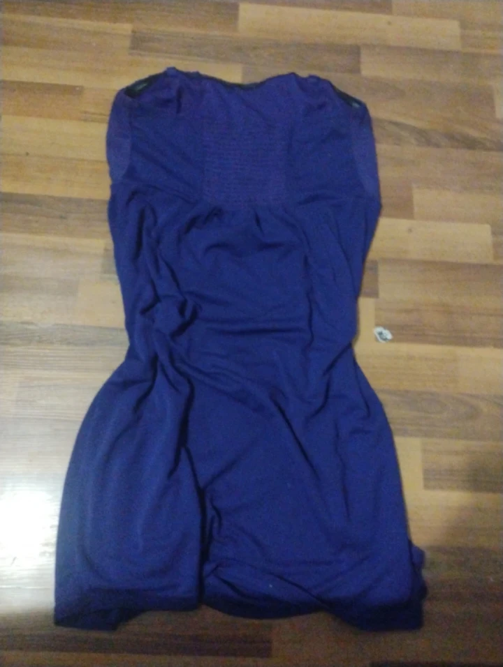 Dark purple strapless dress - photo 2