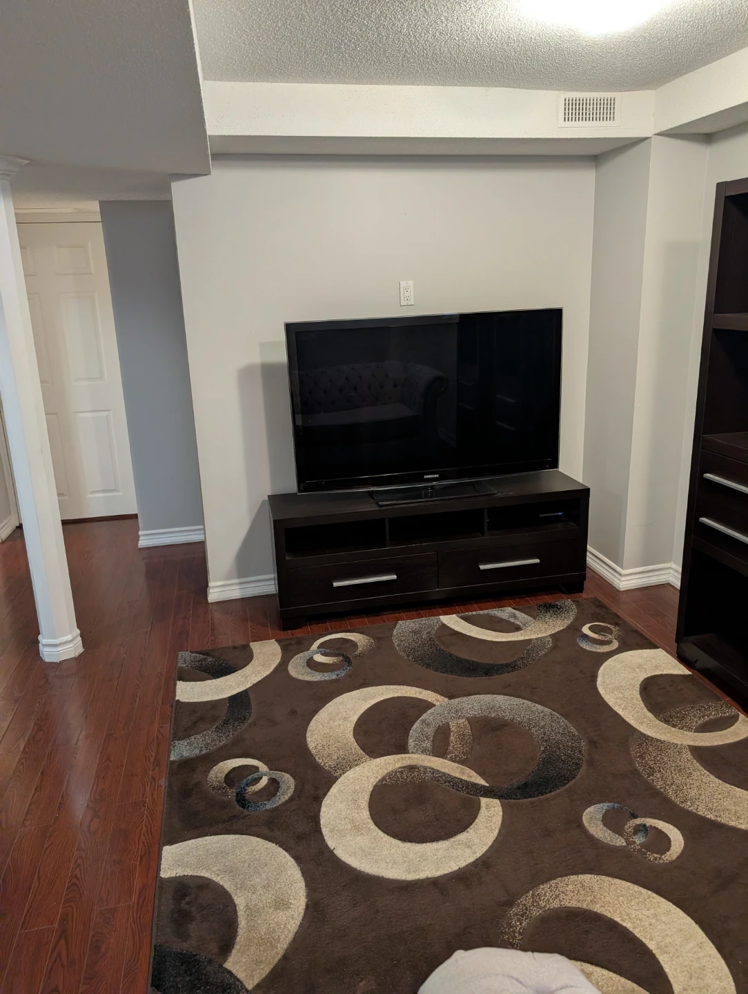 Set of 2 Tall Dark Brown Bookshelves with Drawers