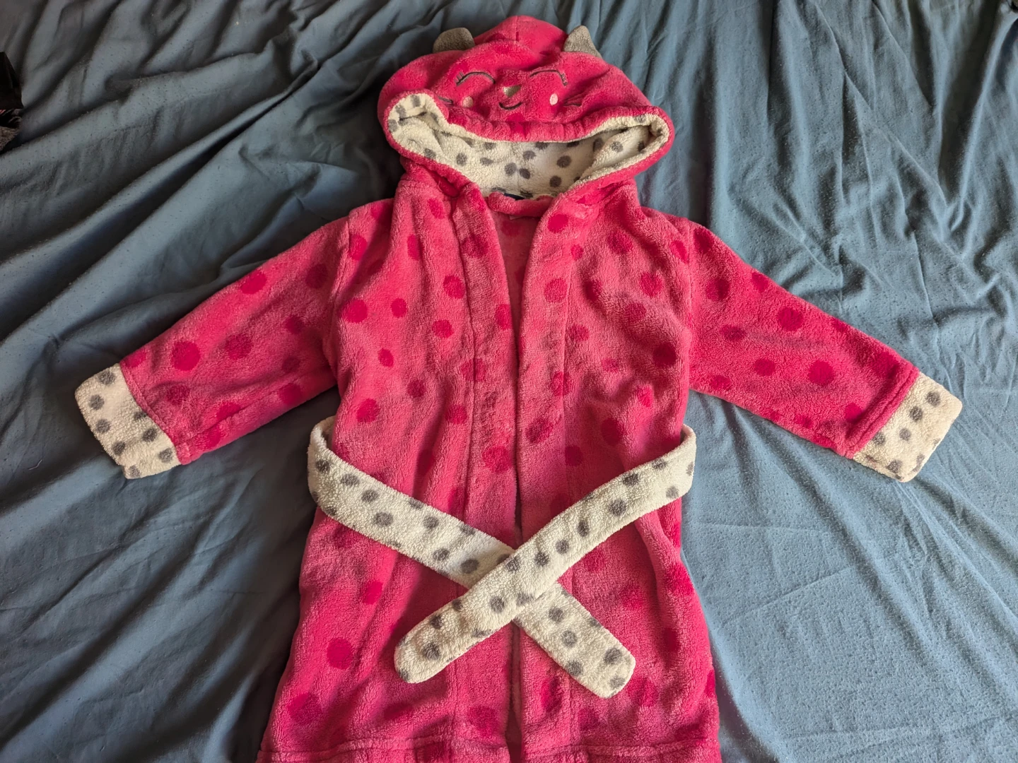Kids' Pink Polka Dot Hooded Robe