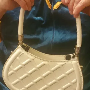 White Quilted Heart Shoulder Bag with Silver Hardware