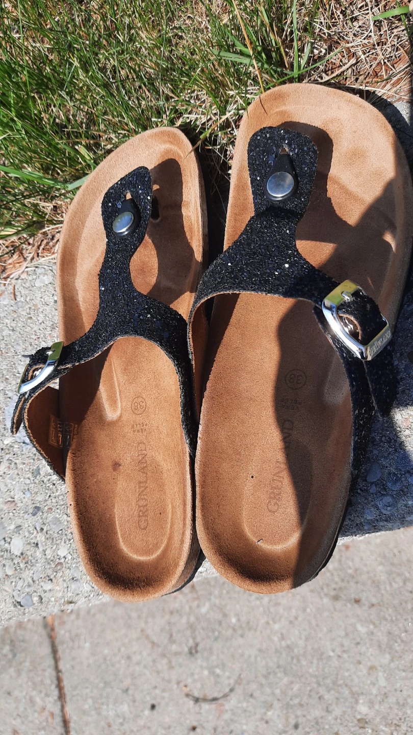 Grunland Black Sparkle Thong Sandals - photo 2