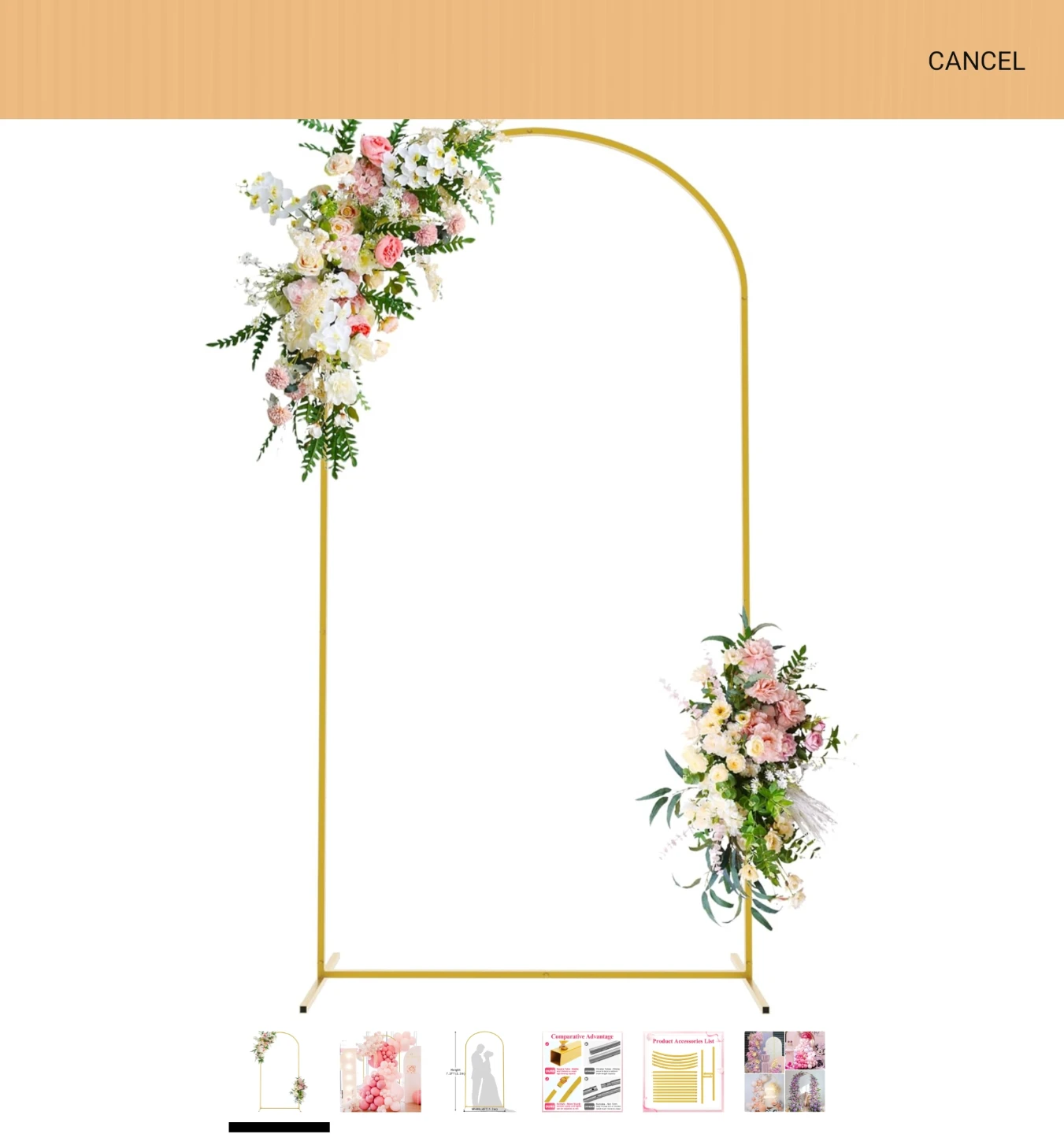 Gold Metal Round Arch Backdrop Stand
