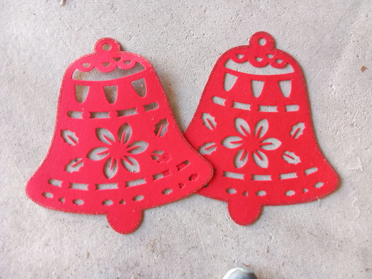 2 Red Felt Christmas Bells