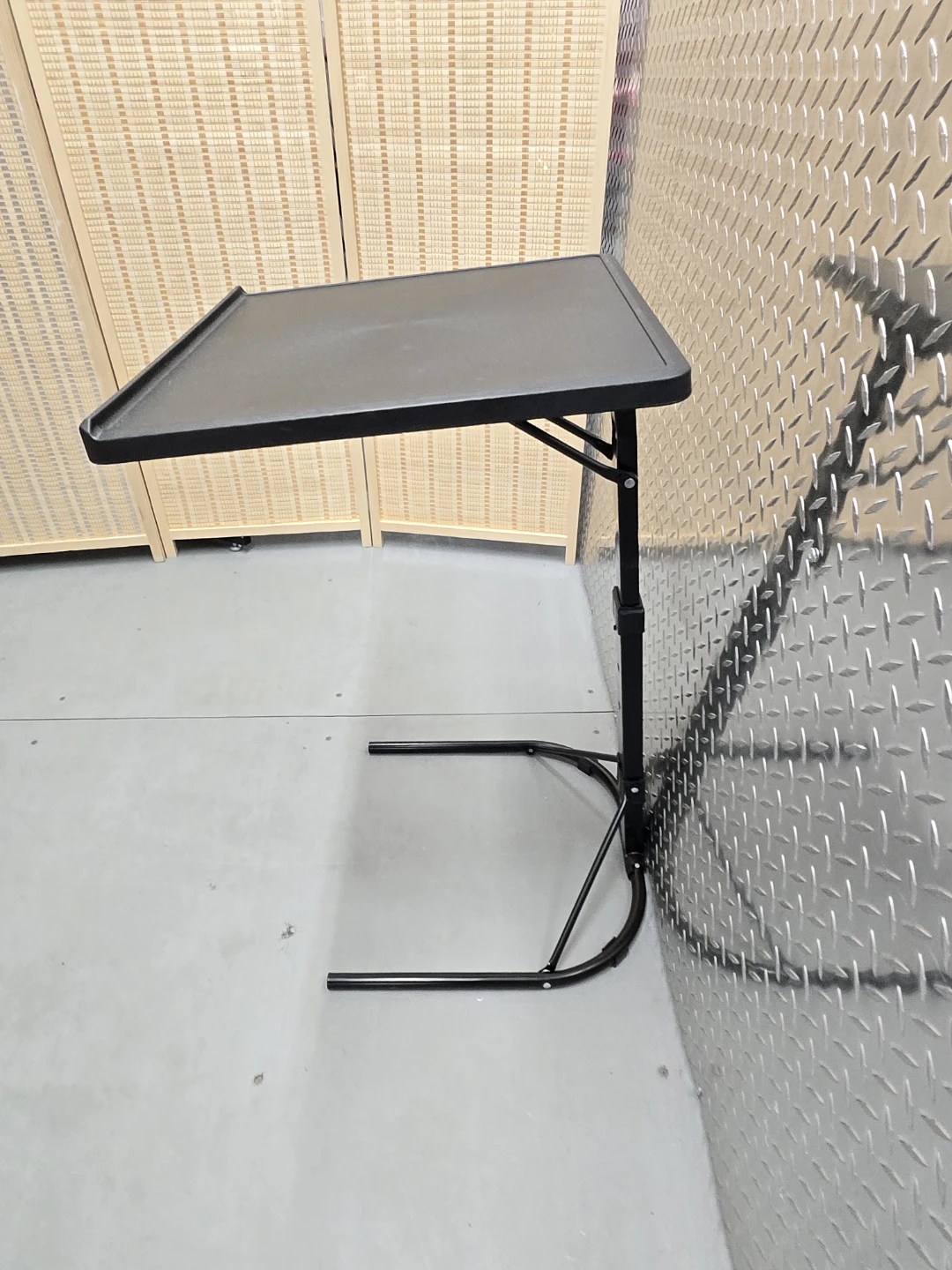 Adjustable Height Folding TV Tray Table - Black Laptop Desk - photo 4