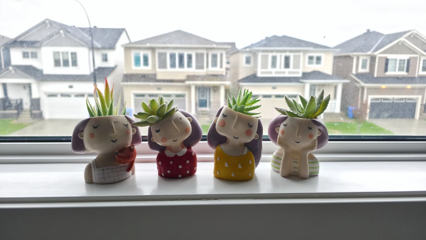 Set of 4 Cute Girl Face Planters