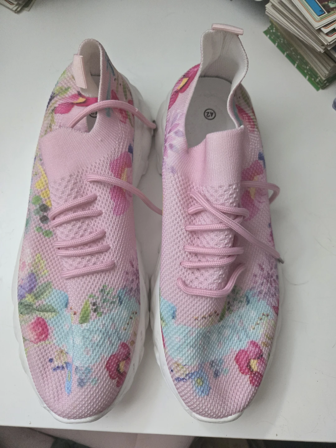 Pink Floral Print Sneakers