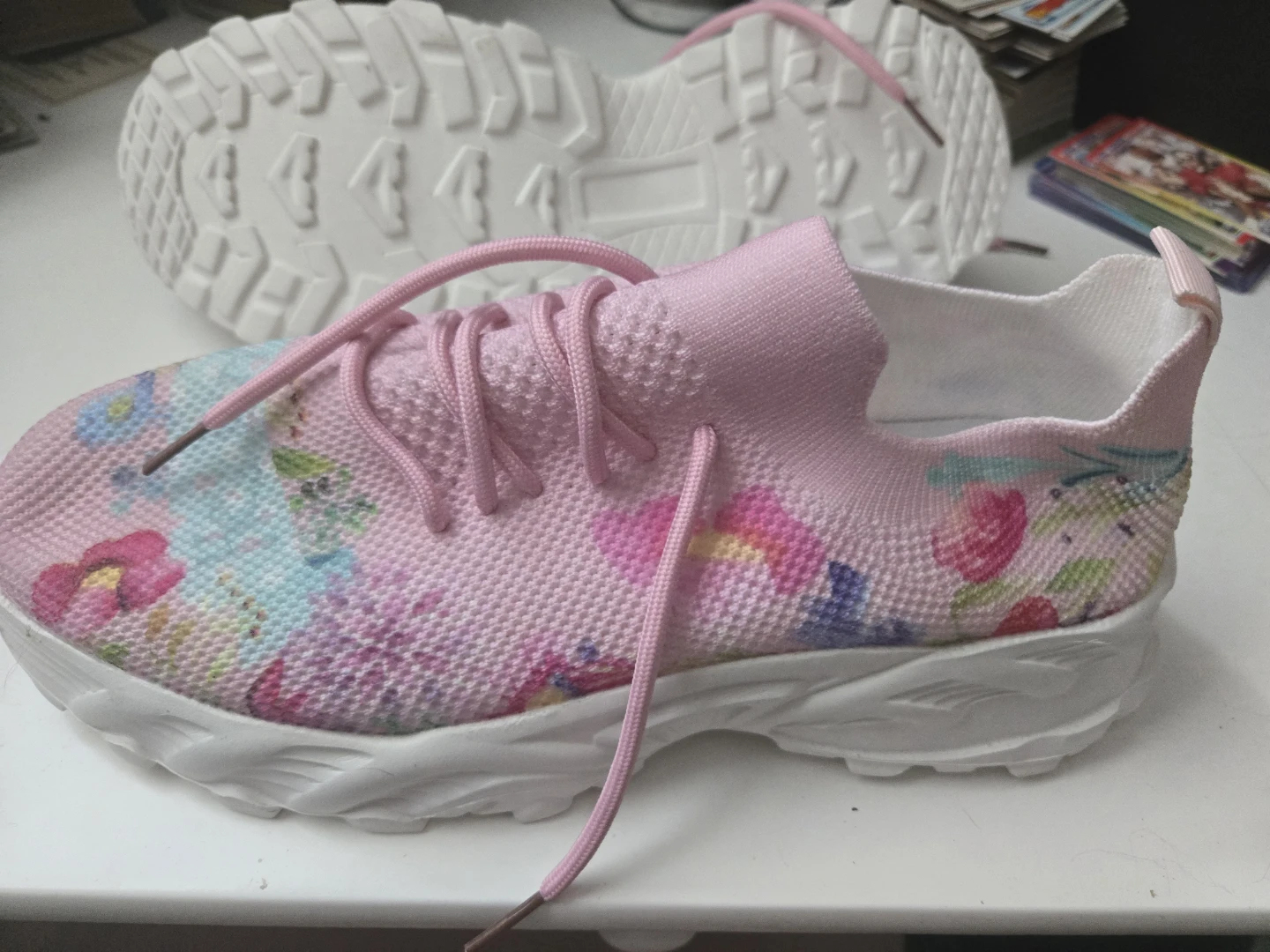 Pink Floral Print Sneakers - photo 4
