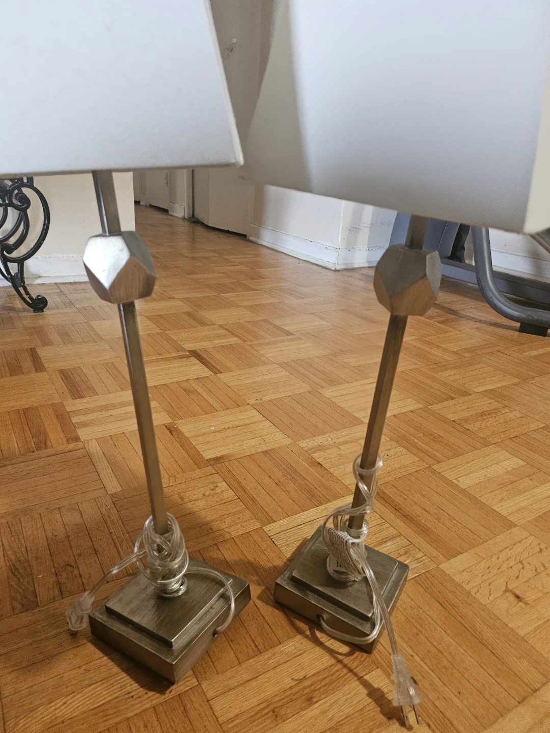 Pair of Table Lamps with White Square Shades