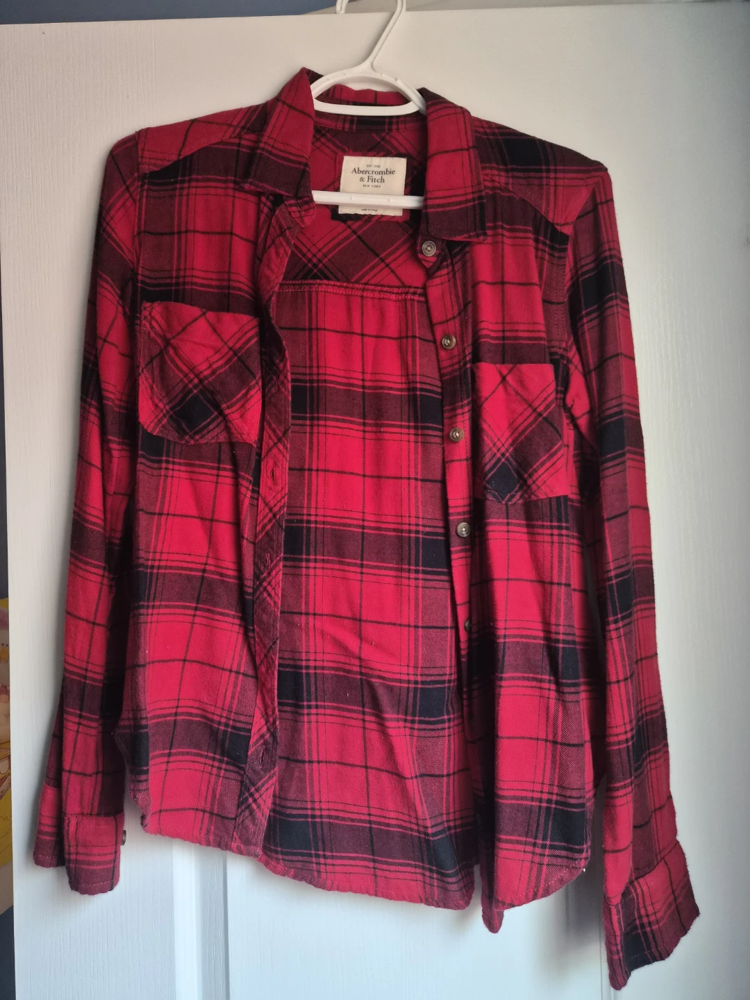 Abercrombie & Fitch Red Plaid Flannel Shirt