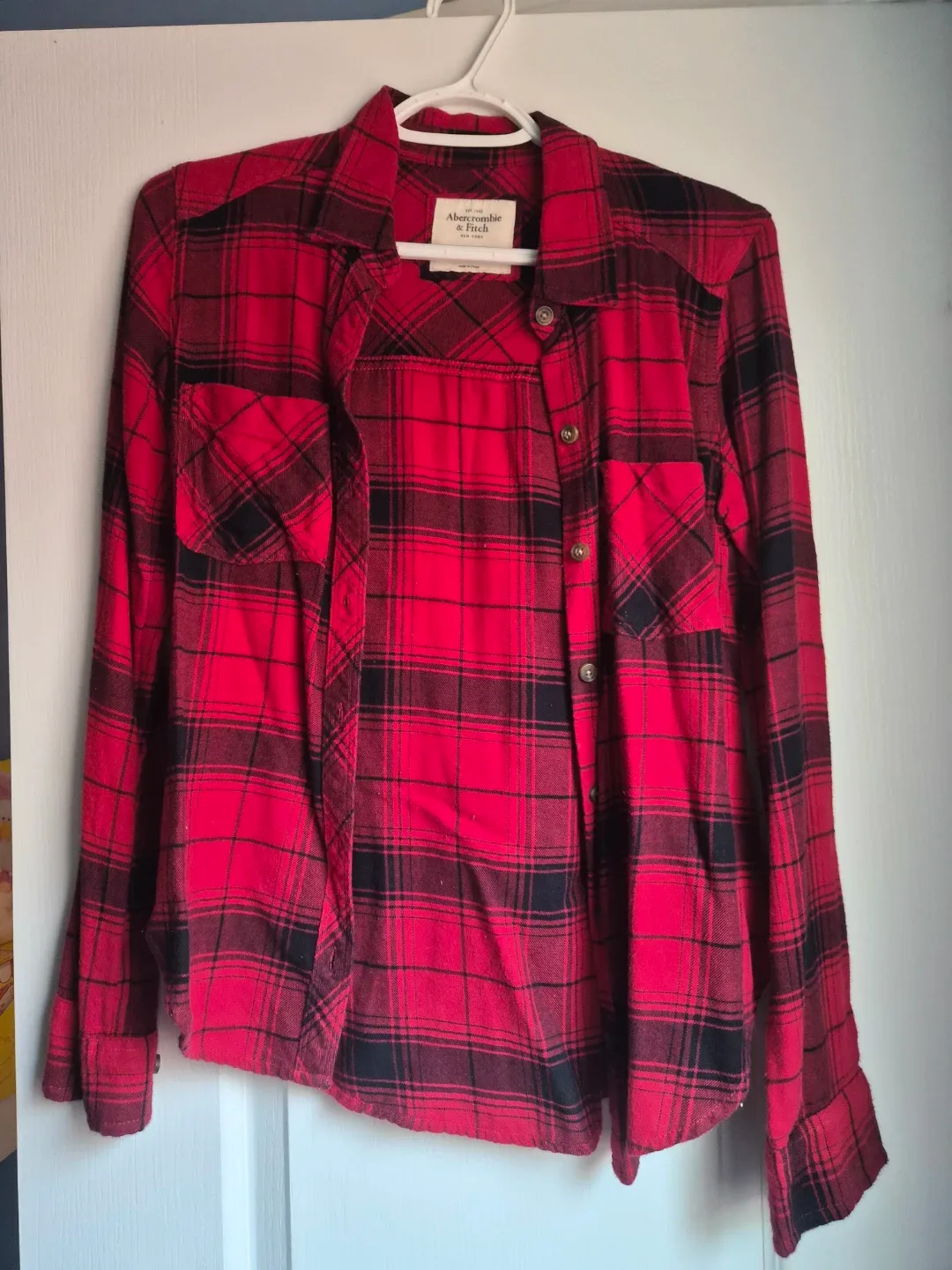Abercrombie & Fitch Red Plaid Flannel Shirt