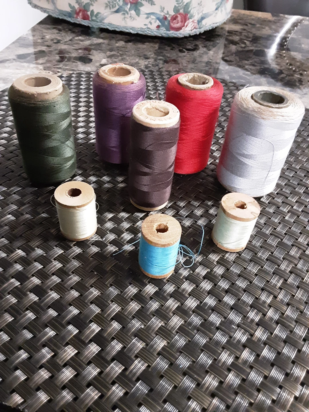 Vintage wooden spools of thread lot of 8