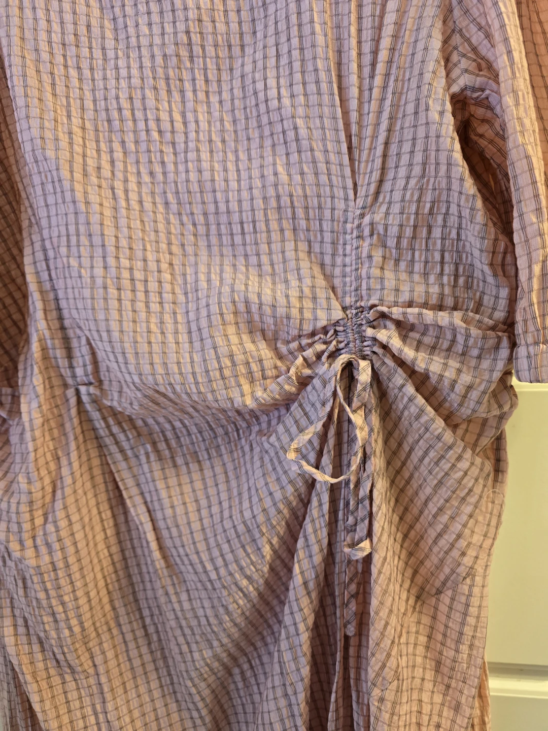Zara Blush Pink Gingham Maxi Dress with Puff Sleeves - photo 5