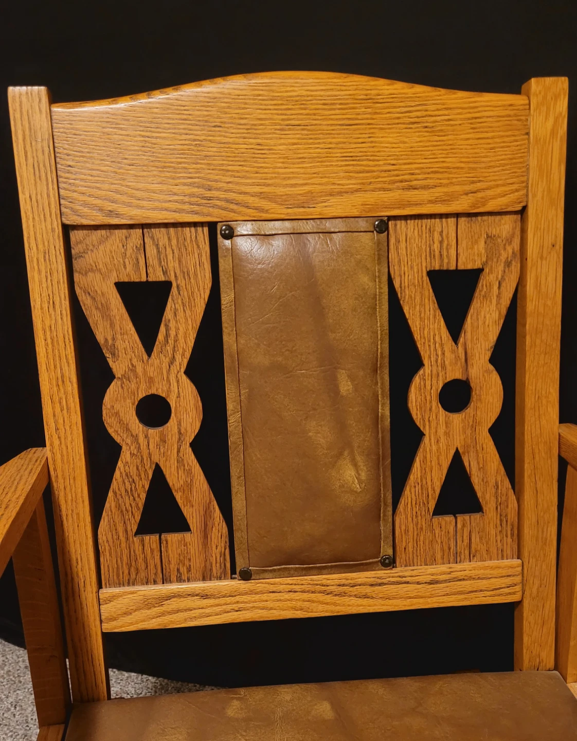 Oak Rocking Chair w/ Leather Seat & Back - photo 4